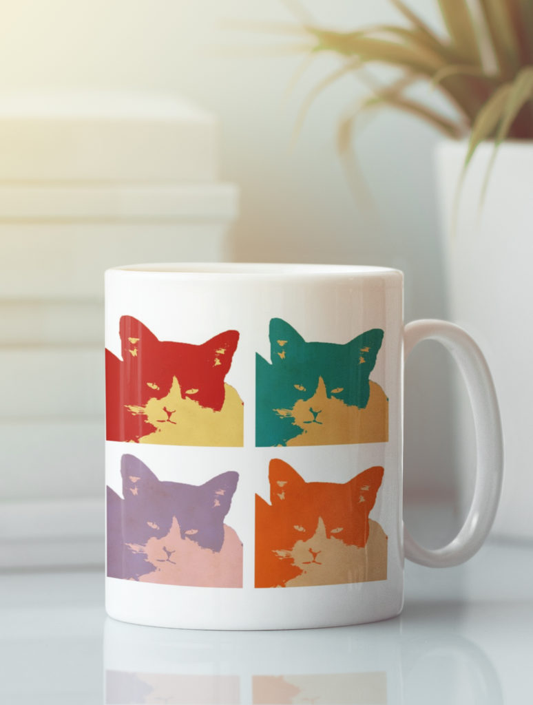 Cats Today 4-Panel Pop Art Coffee Mug