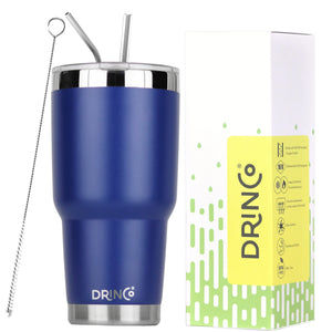 DRINCO® 30oz Insulated Tumbler Spill Proof Lid w/2 Straws (Royal Blue)