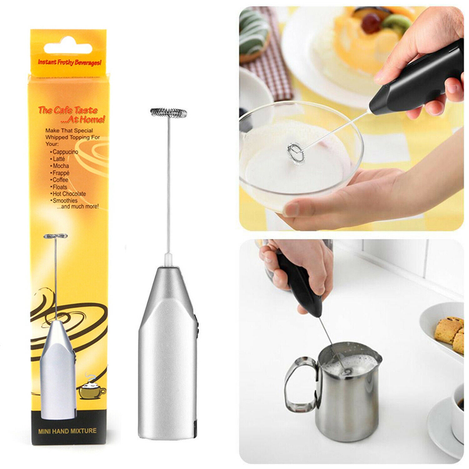 Drink Mixer, Handheld Coffee Stirrer, Stainless Steel Electric Beverage  Blender For Milk And Egg Beater (battery Not Included)