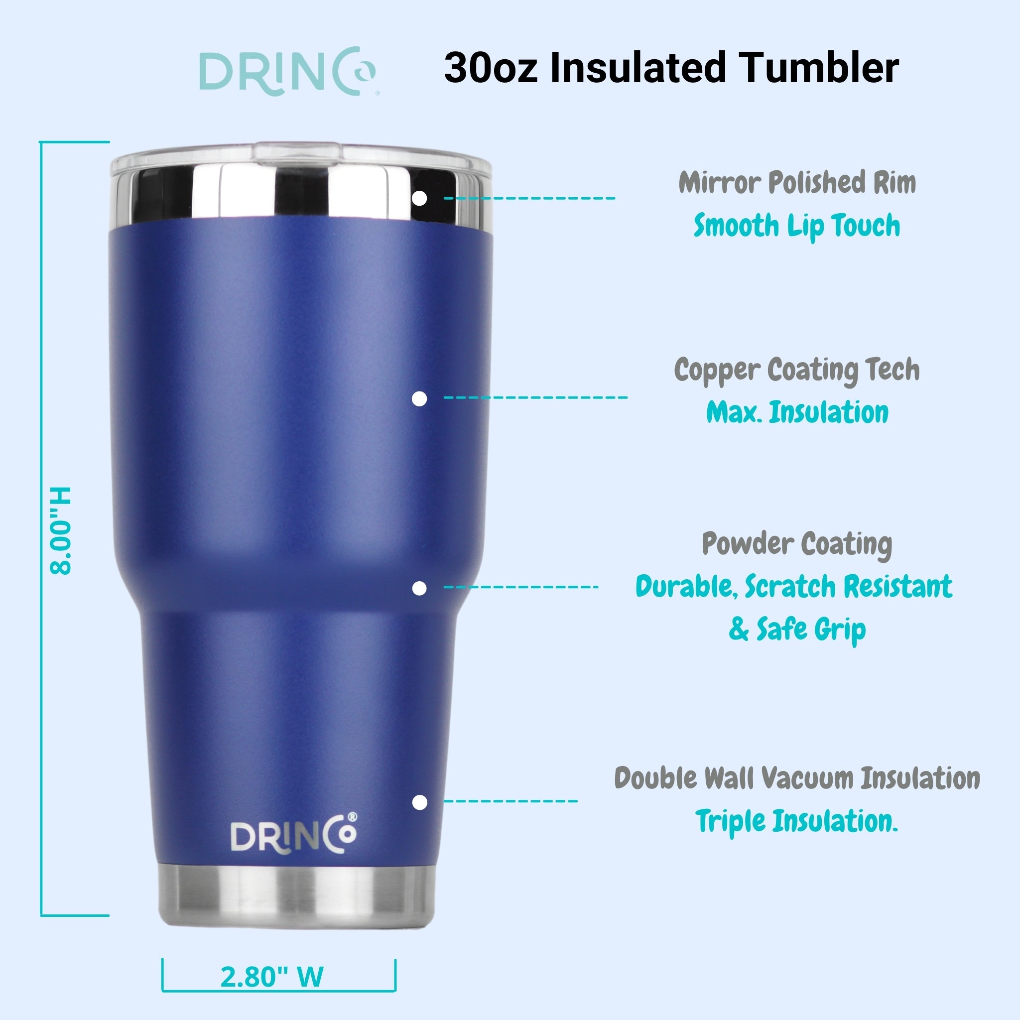 Tumbler with Lids 30 Oz Leak-Proof Straw Vacuum Stainless Travel