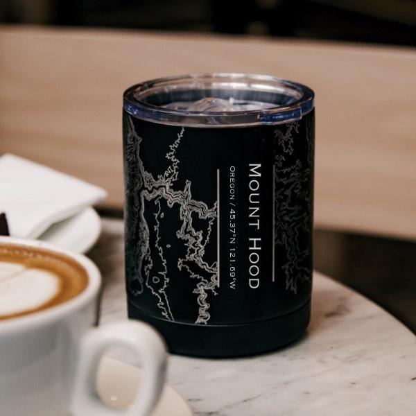 Mount Hood - Oregon Map Insulated Cup in Matte Black